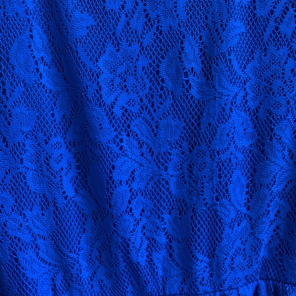 Royal Blue Scoop Back Fit Flare Lace Overlay Dress - Picture 10 of 10